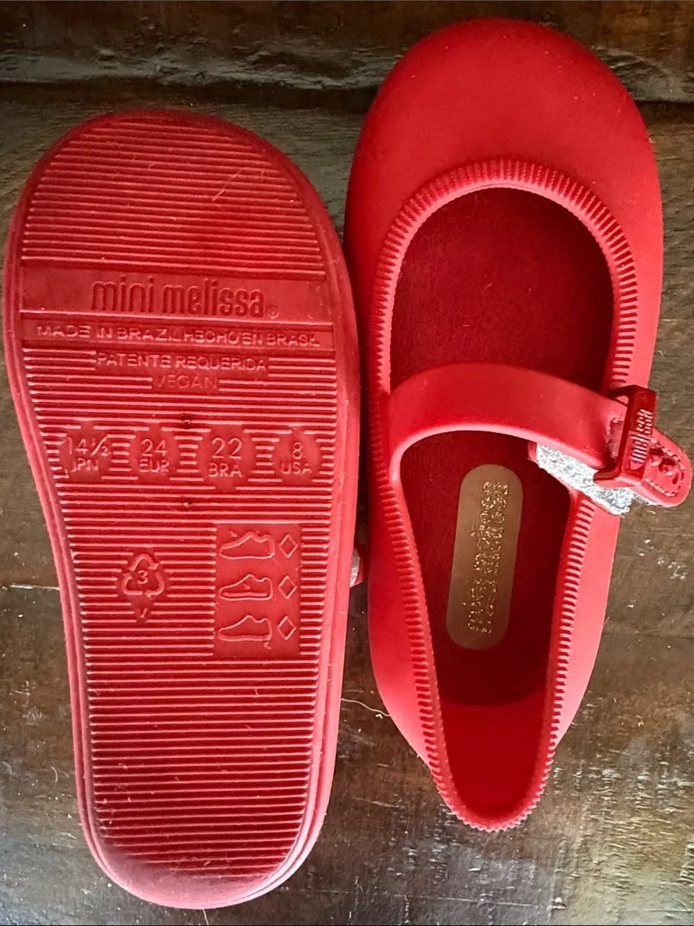 Mini Melissa Kids Mary Jane Ballet Flats - Matte Red